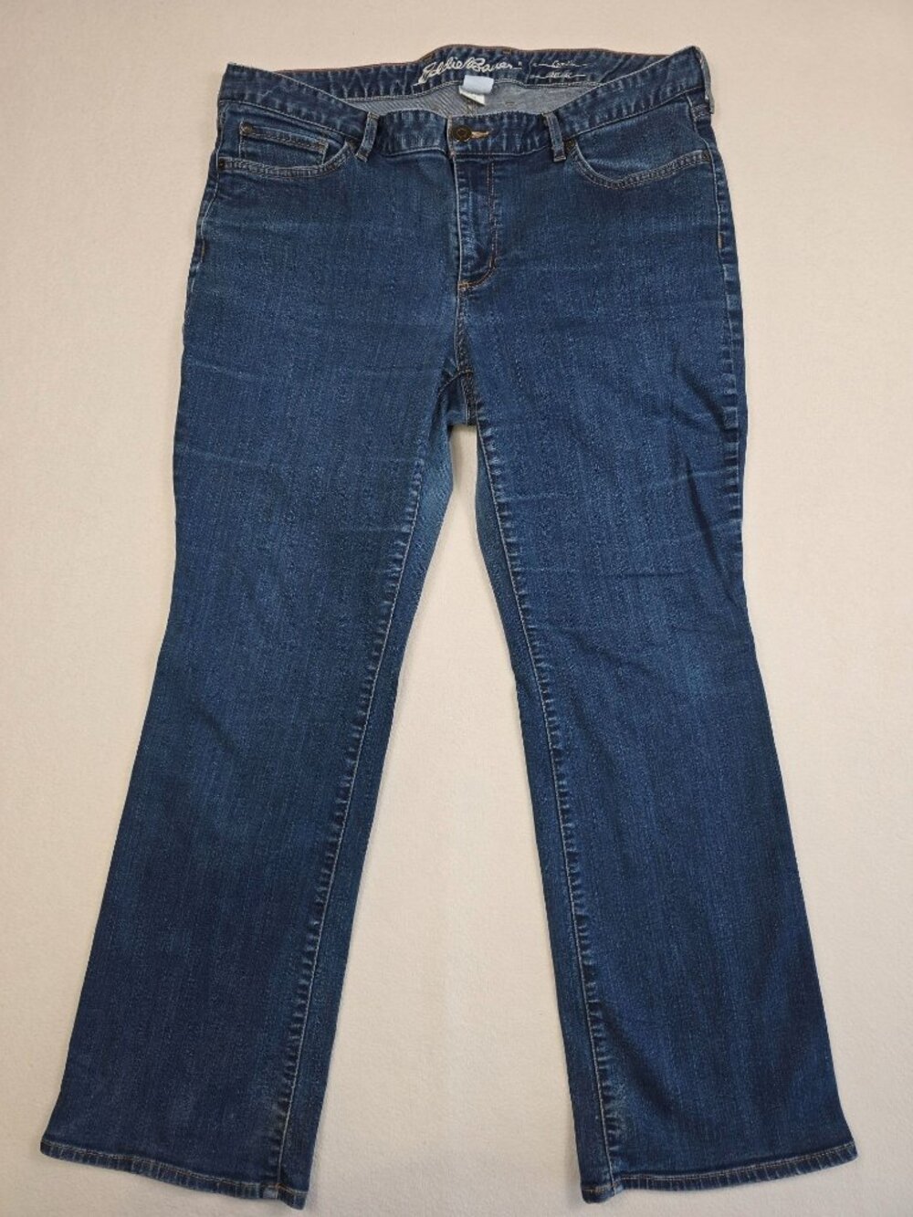 Eddie Bauer Womens Straight Leg Denim Jeans Petite 18 Dark Wash Blue